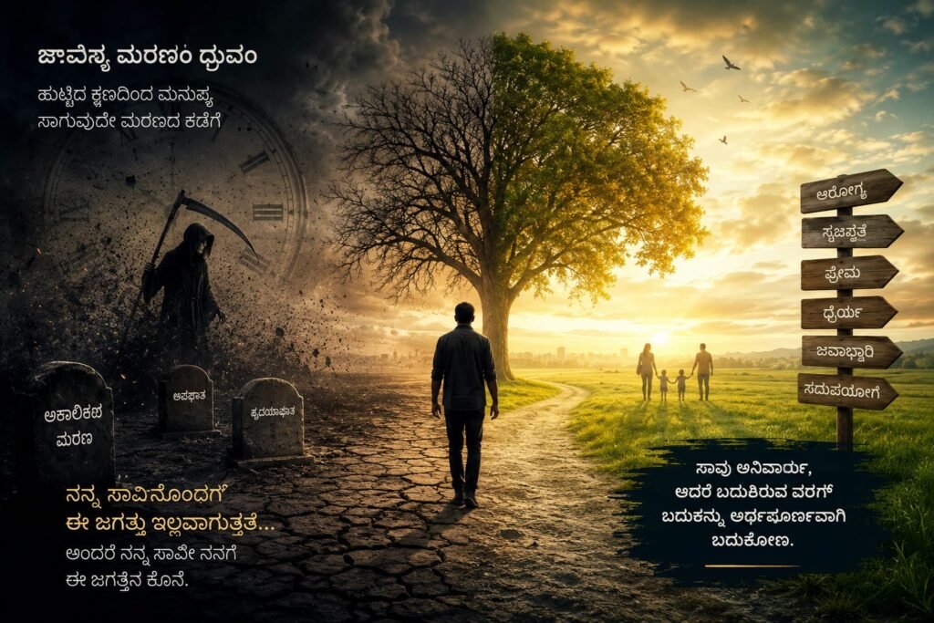ನನ್ನ ಸಾವಿನೊಂದಿಗೆ ಈ ಜಗತ್ತೂ ಇಲ್ಲವಾಗುತ್ತದೆ: ದಿಢೀರ್ ಸಾವುಗಳ ಸುತ್ತ ಒಂದು ಚಿಂತನೆ ಪ್ರಶಾಂತವಾದ ಸೂರ್ಯಾಸ್ತದ ಹಿನ್ನೆಲೆಯಲ್ಲಿ ಬದುಕಿನ ಮತ್ತು ಸಾವಿನ ಅನಿವಾರ್ಯತೆಯನ್ನು ಆಲೋಚಿಸುತ್ತಿರುವ ವ್ಯಕ್ತಿ